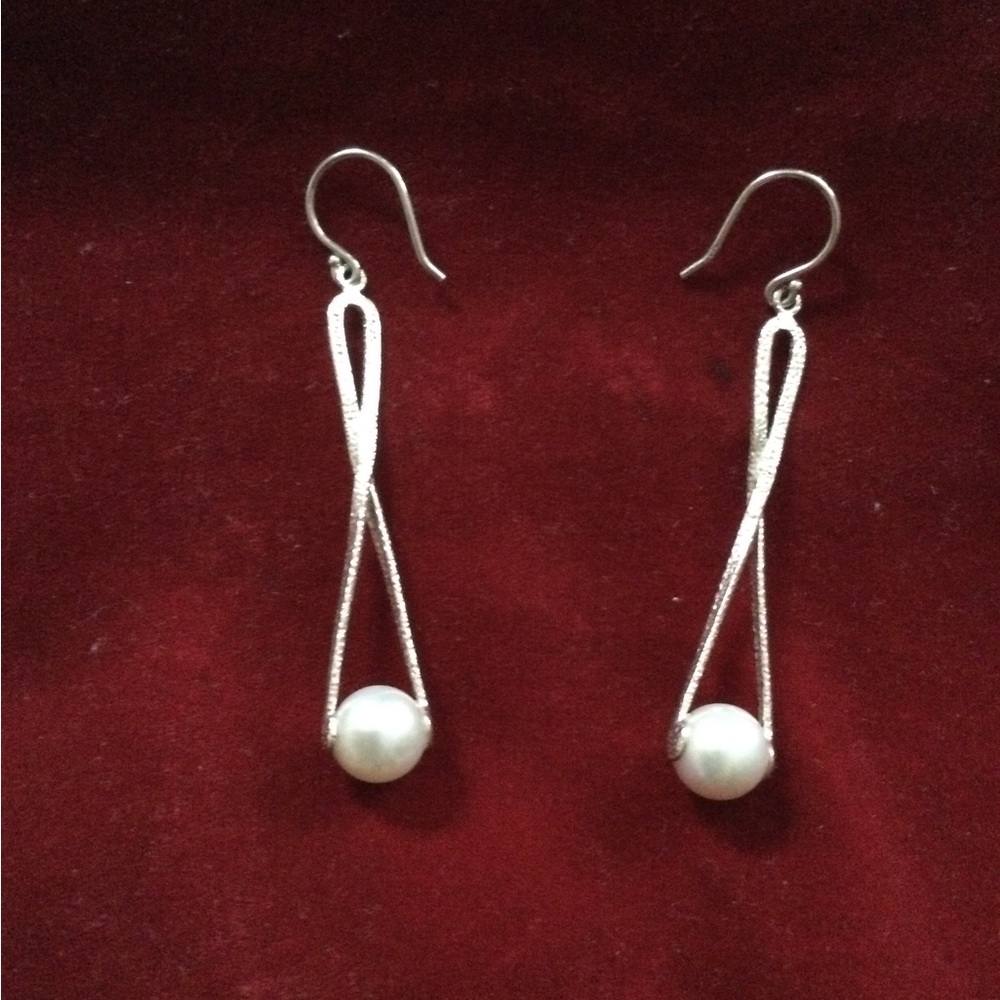 Silpada Silver Earrings with White Accents